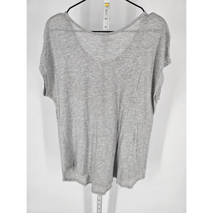 Apt 9 Womens Sz XL Short Sleeve Slouchy T Shirt Gray w/ Silver Rhinestones