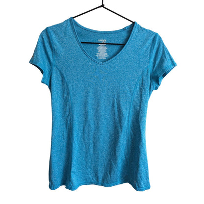 Danskin Now Womens Sz S Short Sleeve V Neck Athletic T Shirt Blue