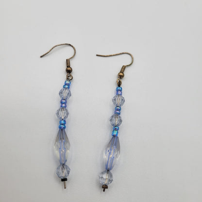 Vintage Y2K French Hook Earrings Blue Beaded Beachy