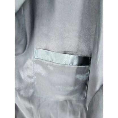 Victorias Secret Womens Sz M Long Sleeve Satin Pajama Shirt Forest Green