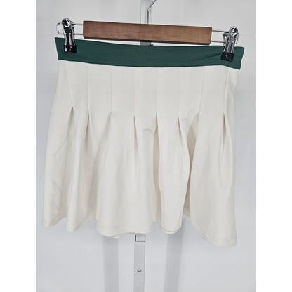 Glo Fashion London Womens Sz S Pleated Tennis Skirt White Green Trim