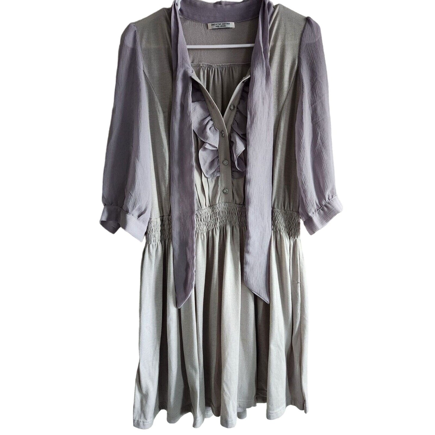 One After Another Sen Jeans Womens Sz M Knee Length Dress Gray Romantic