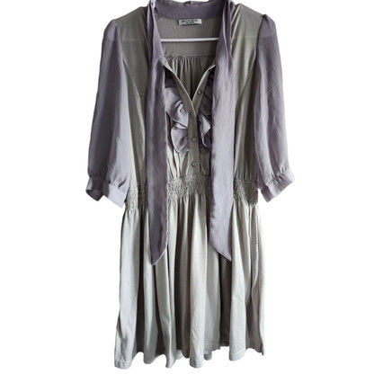 One After Another Sen Jeans Womens Sz M Knee Length Dress Gray Romantic