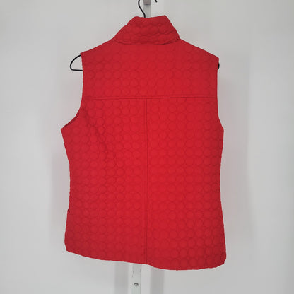 Keren Hart Womens Sz M Zip Up Quilted Puffer Vest 100% Cotton Red
