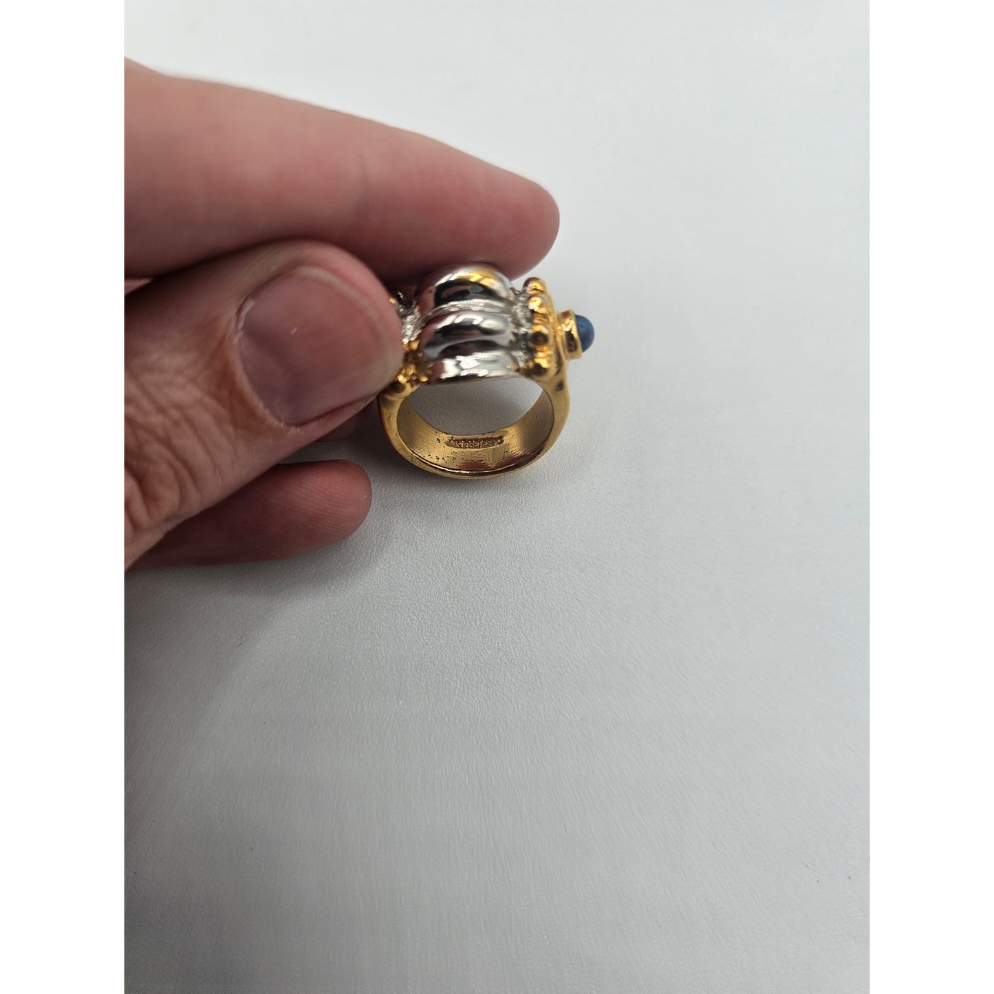 Vintage BARCS Silver TONE Amber Orange Glass CABOCHON Clip ON Earrings