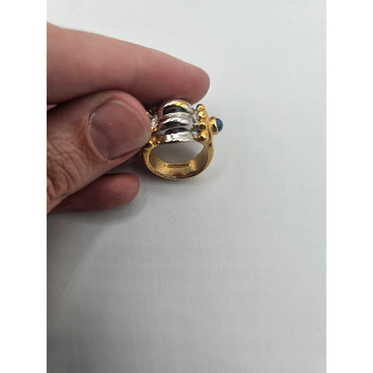 Vintage BARCS Silver TONE Amber Orange Glass CABOCHON Clip ON Earrings