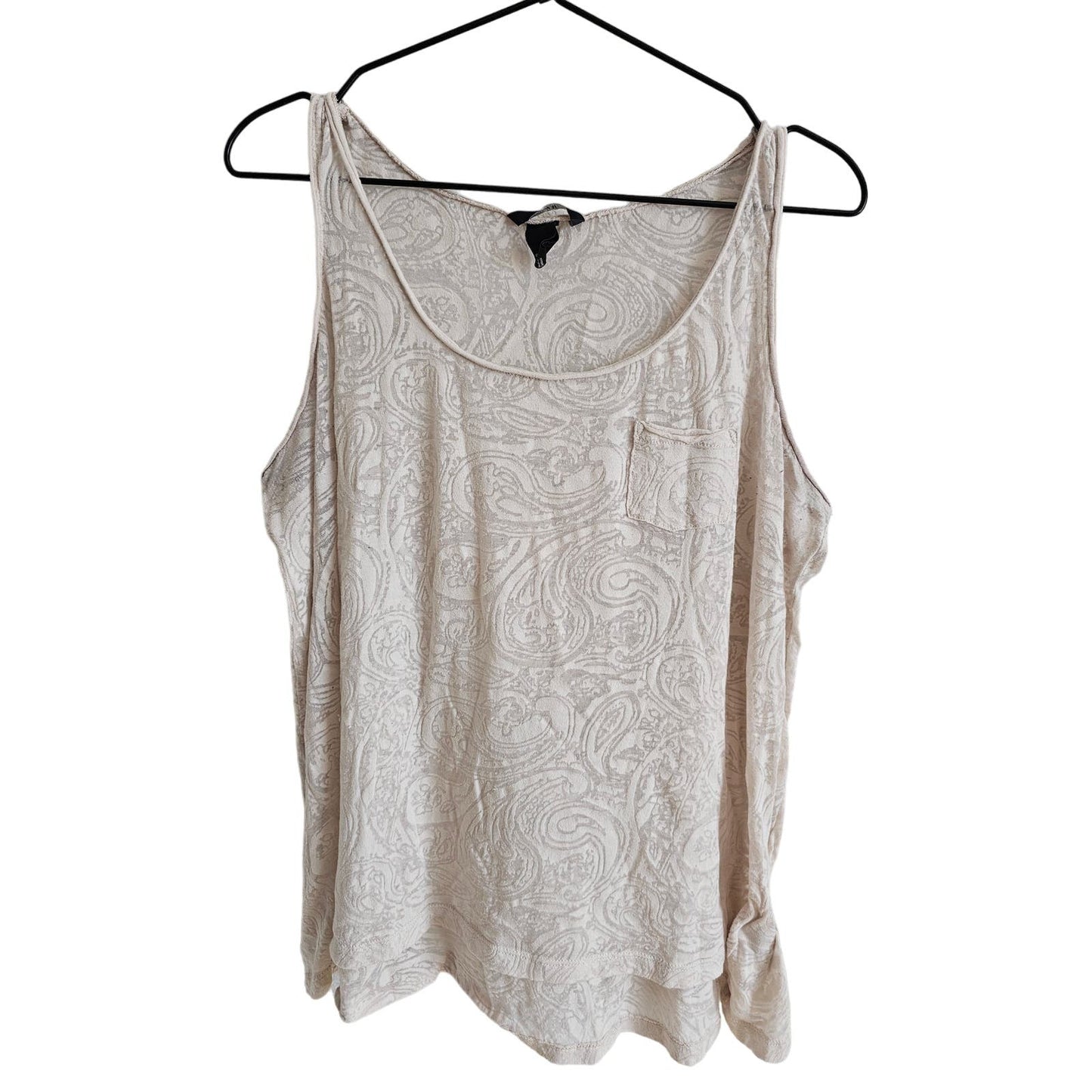 H&M Womens Sz L Tank Top Cream Semi Sheer Paisley Pattern