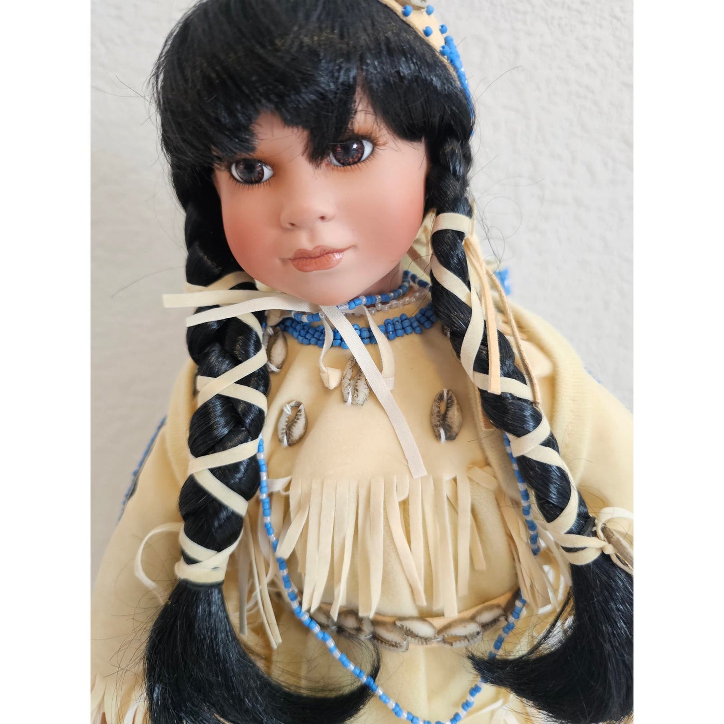 Vintage Native American Woman With Baby On Back Beautiful 17" Doll