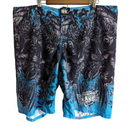 Mens Swim Trunks MMA Elite Lion Board Shorts Medium Y2k Trunks Sz 46