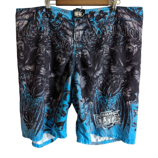 Mens Swim Trunks MMA Elite Lion Board Shorts Medium Y2k Trunks Sz 46
