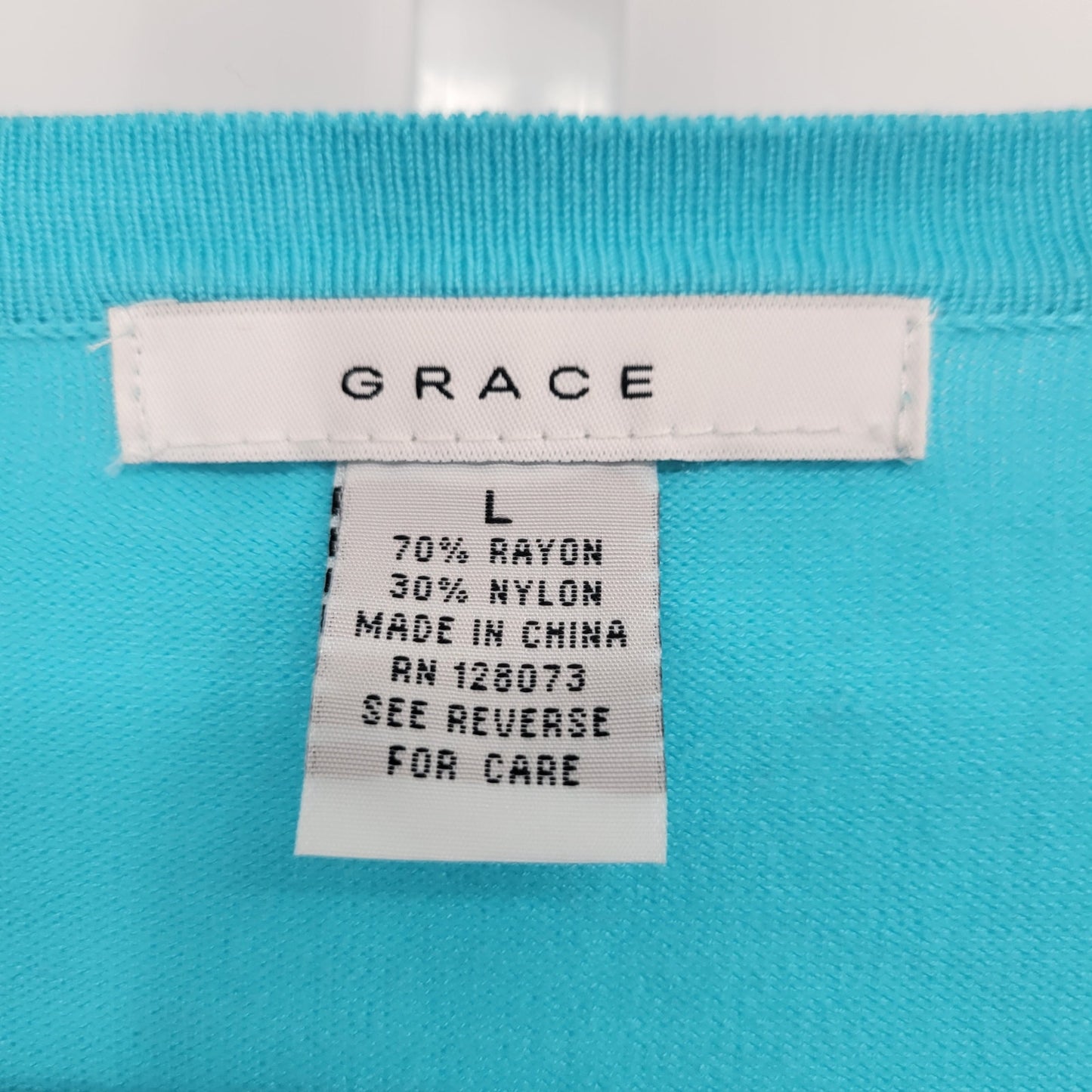 Grace Womens Sz L Open Front Cardigan Sweater Bright Blue Black White Striped