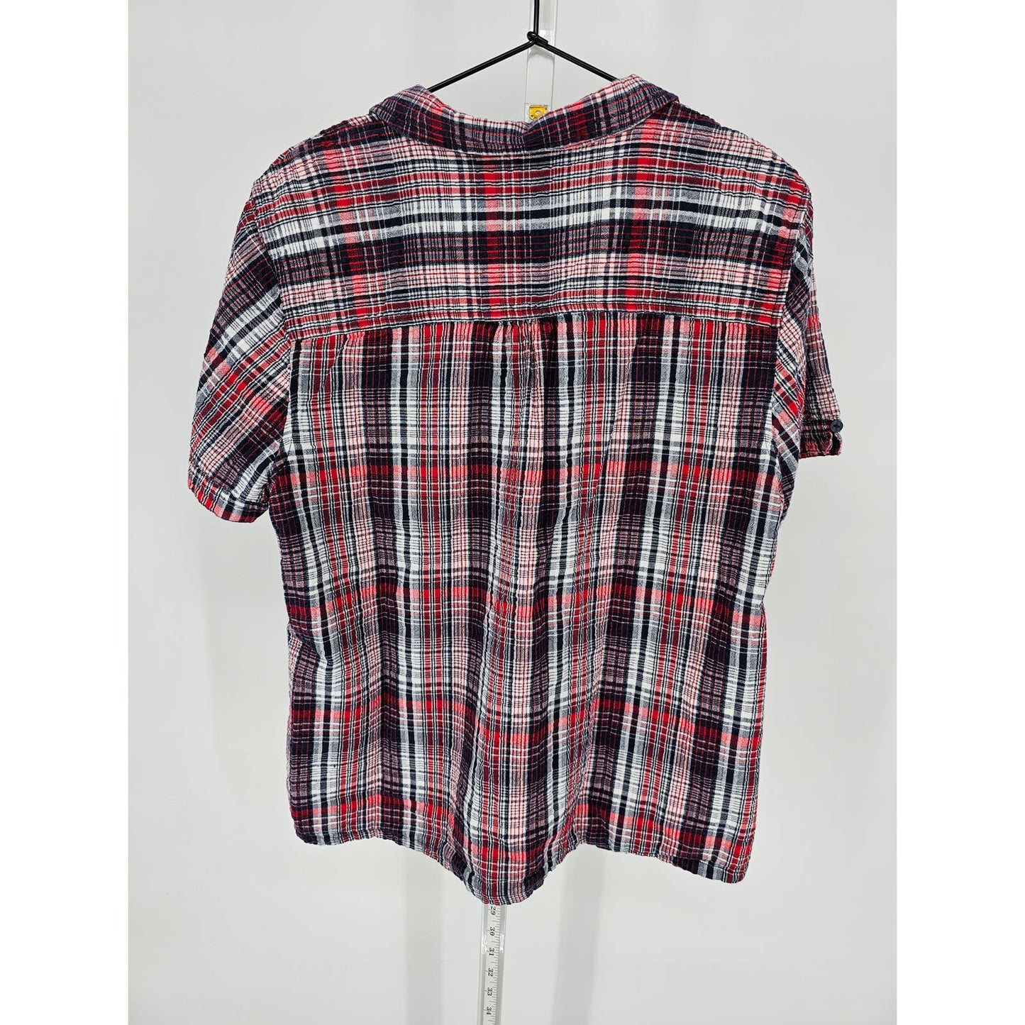 Breckenridge Womens Sz XL Short Sleeve Button Front Plaid Shirt Red Black