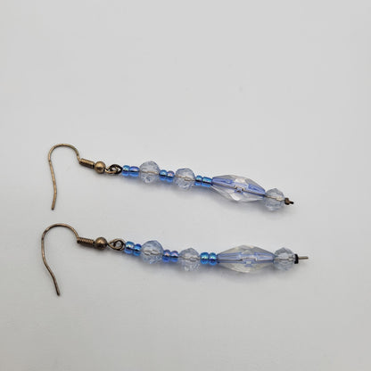 Vintage Y2K French Hook Earrings Blue Beaded Beachy