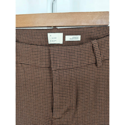 A New Day Womens Sz 2 Slim Leg Dress Pants Black Brown Houndstooth