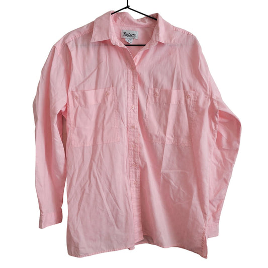 Partners by Mervyns Womens Sz 16 Long Sleeve Button Up Shirt Light Pink Vintage