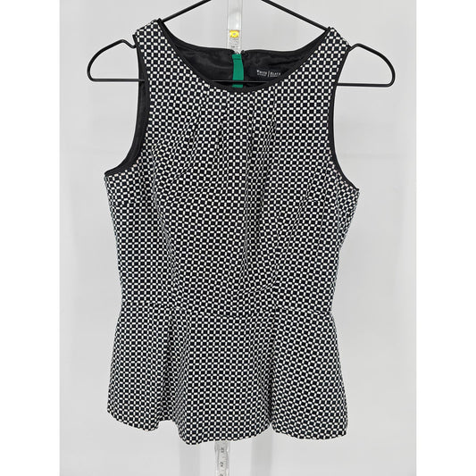 White House Black Market Womens Sz 2 Sleeveless Peplum Formal Top Windowpane