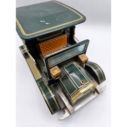 SH HORIKAWA TIN TOY CAR TACOT TOY ANTIQUE METAL TOLE LITHOGRAPHY JAPAN