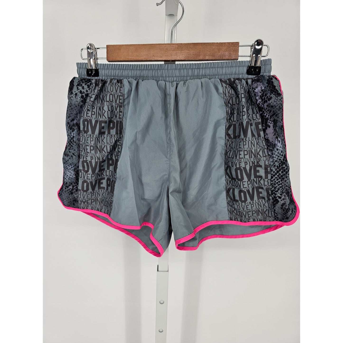 PINK Victorias Secret Womens Sz S Athletic Shorts Gray Running Elastic Waist