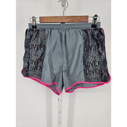 PINK Victorias Secret Womens Sz S Athletic Shorts Gray Running Elastic Waist