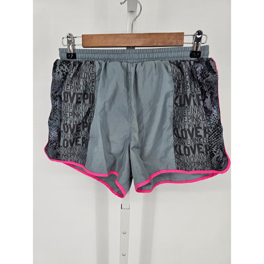 PINK Victorias Secret Womens Sz S Athletic Shorts Gray Running Elastic Waist