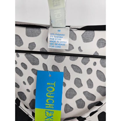 Touch Express Womens Sz M Sleeveless Maxi Dress Black White Animal Print NEW