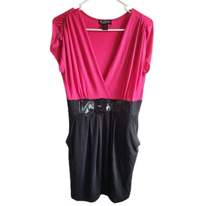 Vintage Y2K Delirious Womens Sz L Knee Length Career Dress Pink Black