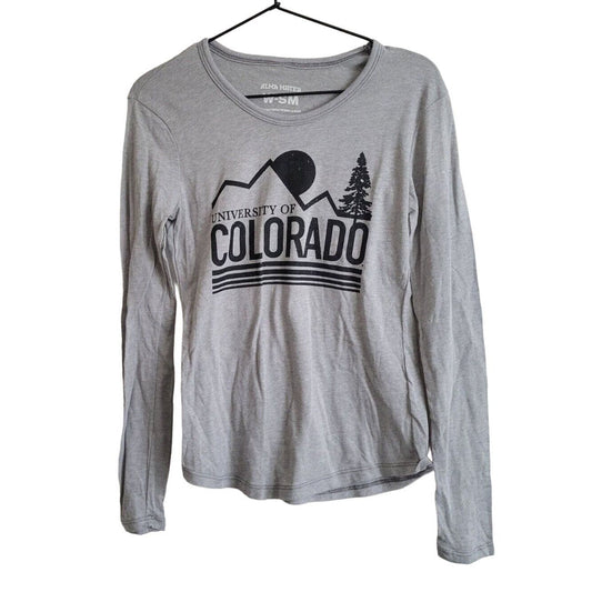 University of Colorado Womens Sz S Long Sleeve T Shirt By Alma Mater Gray NEW