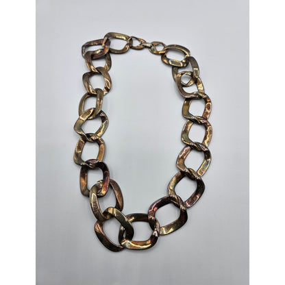 Chicos Womens Large Chain Necklace Gold Silver Tarnished Chunky Statement Piece