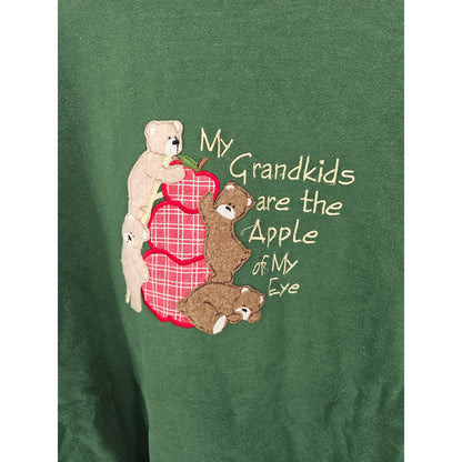 Vintage 1990s Womens Sz L My Grandkids Apple of My Eye Sweatshirt Green