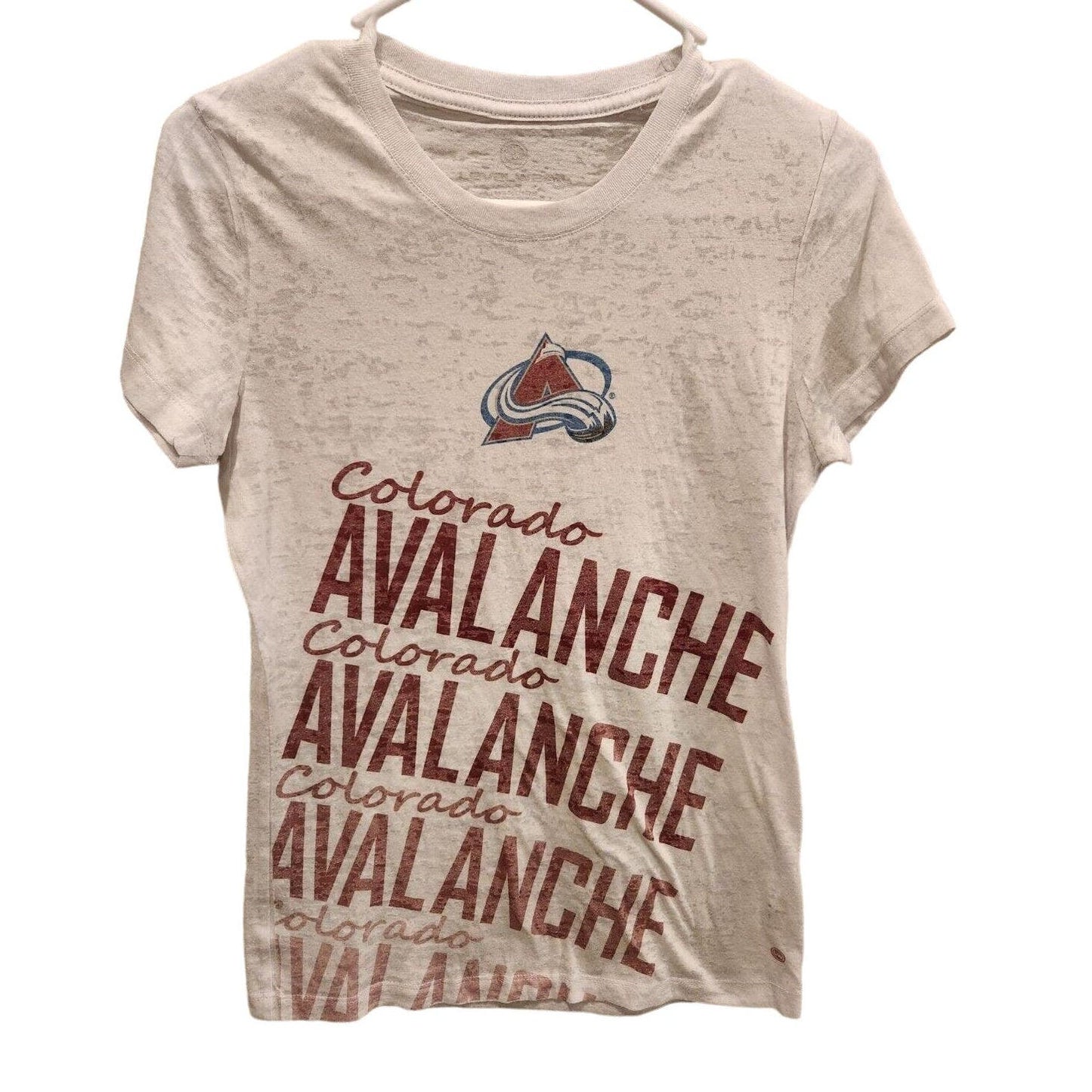 Colorado Avalanche Womens Sz L Short Sleeve Burnout T Shirt Avs NHL Hockey