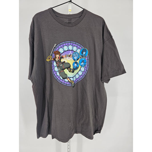 Kingdom Hearts Mens Sz XXL Short Sleeve Graphic T Shirt Sora Keyblade Gray