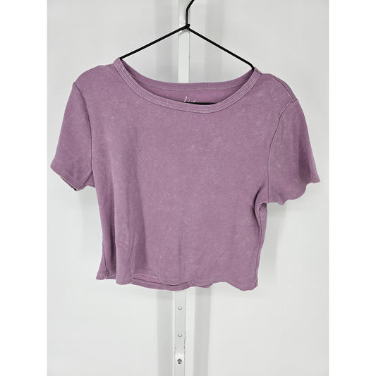 Livi Olivia Rae Womens Sz L Crop Top T Shirt Light Purple Ribbed