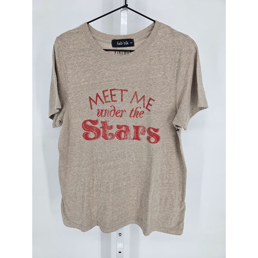 Fab'rik womens Sz M Meet Me Under The Stars Graphic T Shirt Beige Vintage Fit