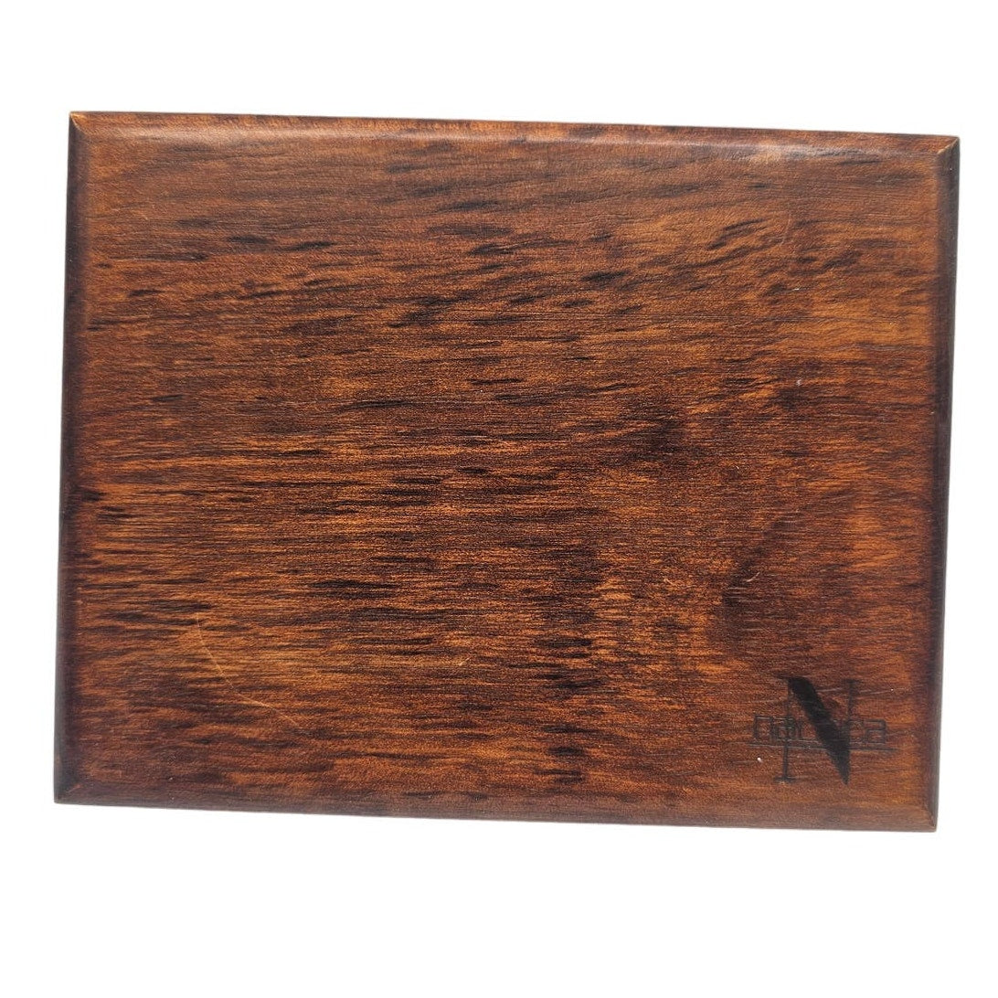 Nautica Mens Brown Wooden Wallet Box Blue Felt Lined