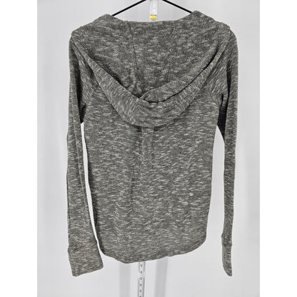 Roxy Womens Sz XS Lightweight Terry Hoodie Gray Taupe V Neck