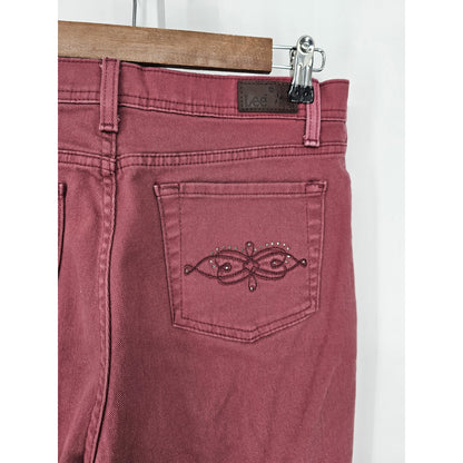 Lee Classic Fit Womens Sz 10P Petite Slim Leg Jeans Dark Blush Pink