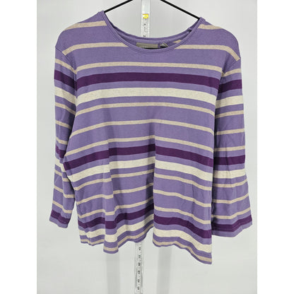 Croft & Barrow Womens Sz XL 3/4 Sleeve T Shirt Purple Striped