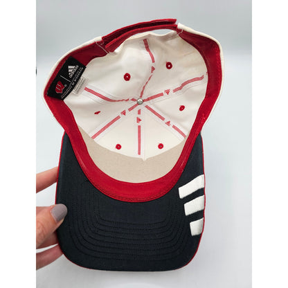 Wisconsin Badgers Football Strapback Baseball Hat ADIDAS Red White