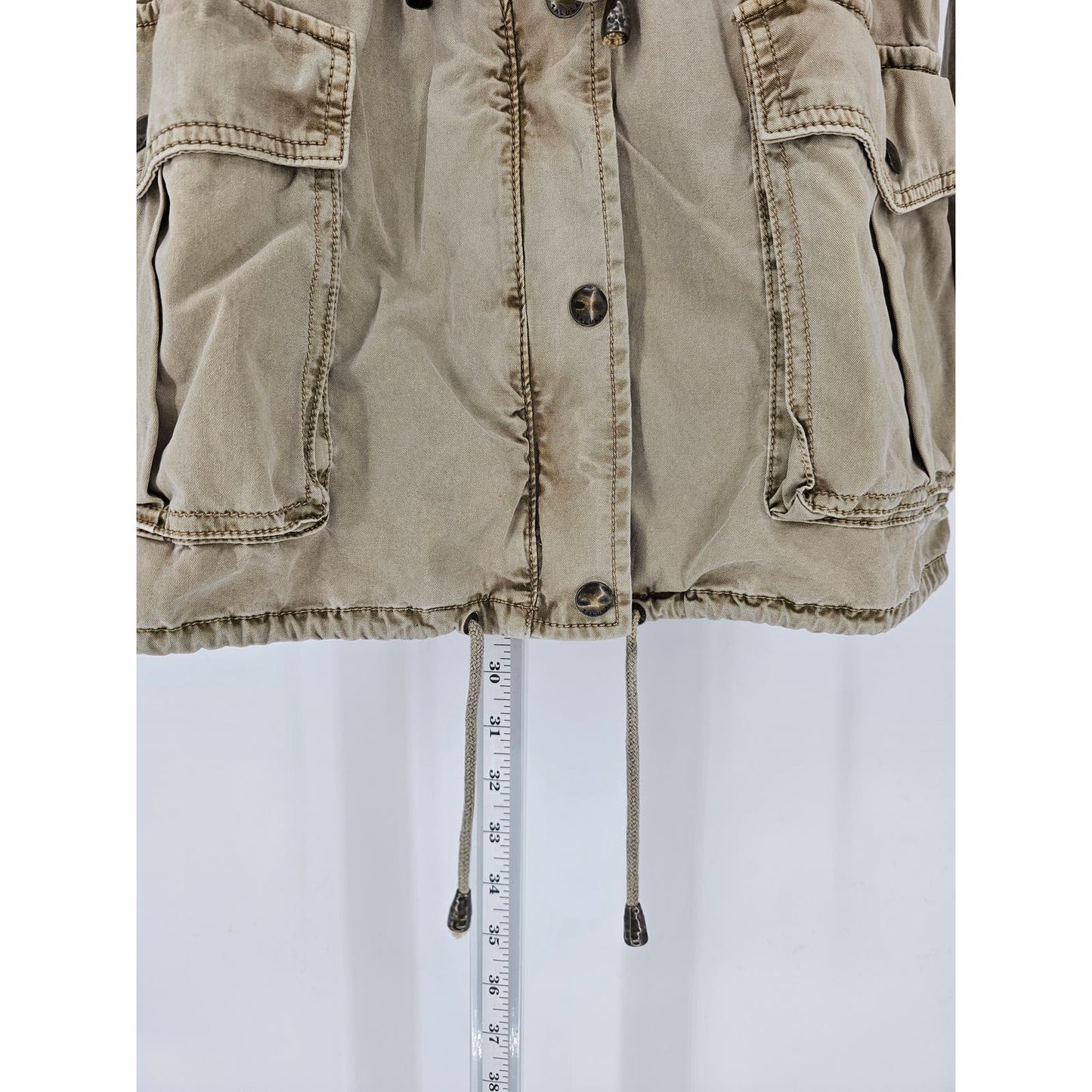 Anthropologie Talula Womens Sz XS Zip Front Safari Style Jacket Beige Stonewash