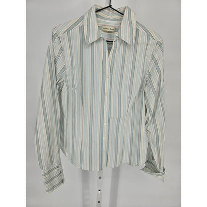 Amanda Smith Womens Sz 12 Long Sleeve Button Up Dress Shirt Pastel Striped