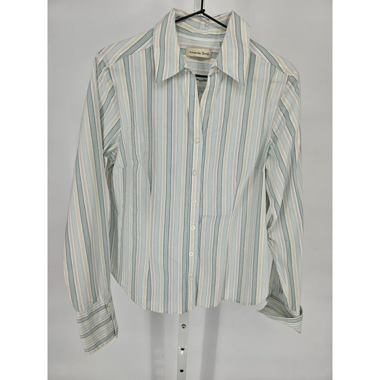 Amanda Smith Womens Sz 12 Long Sleeve Button Up Dress Shirt Pastel Striped