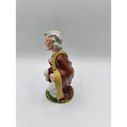 Vintage 1960s Paper Mache Christmas Nativity Figure Kneeling Wise Man Fontanini