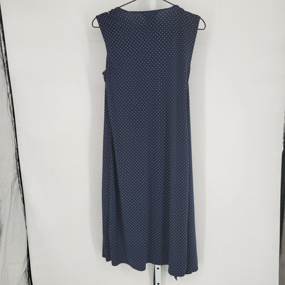 George Womens Sz M Knee Length Classic Wrap Dress Navy White Polka Dot