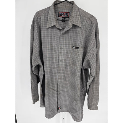 Beverly Hills Polo Club Mens Sz XL Long Sleeve Button Up Dress Shirt Gray Plaid