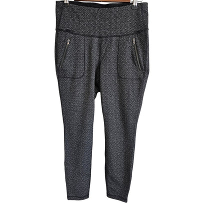 Old Navy Active Womens Sz L Athletic Leggings Gray Zipper Pockets Moto