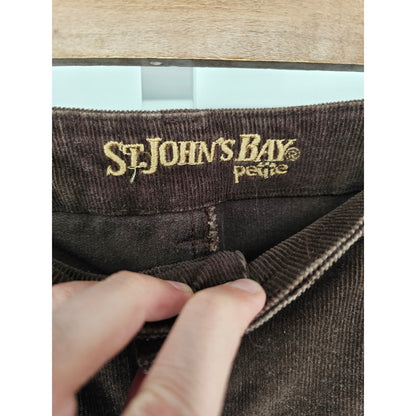 St Johns Bay Womens Sz 6P Petite Boot Cut Corduroy Pants Brown
