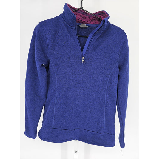 Eddie Bauer Womens Sz XS 1/4 Zip Cotton Jacket Purple Blue Fitted