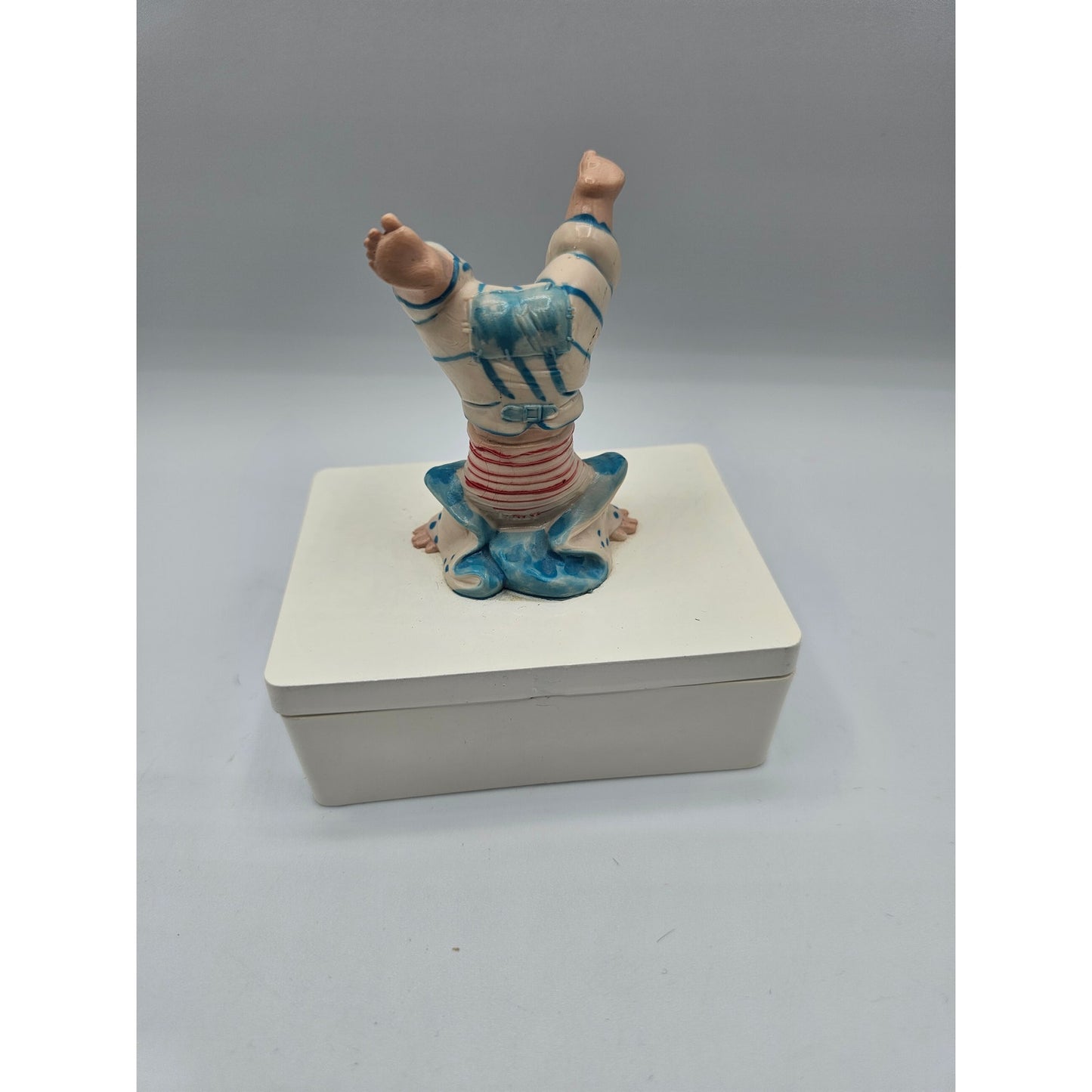 Vintage Lillian Vernon Made in Italy Trinket Box Whimsical Headstand Boy