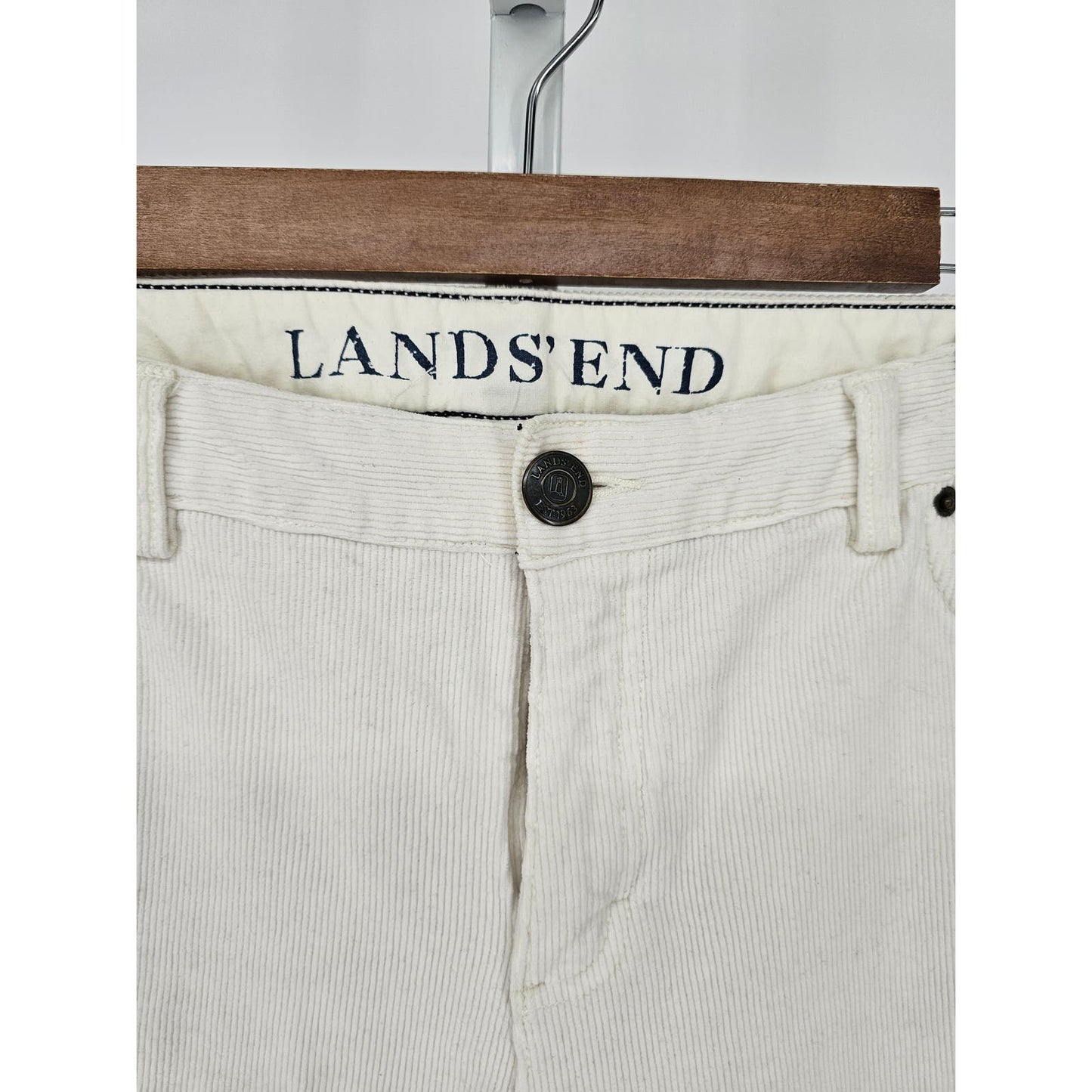 Lands End Womens Sz 10 Bootcut Cotton Corduroy Pants White Cream