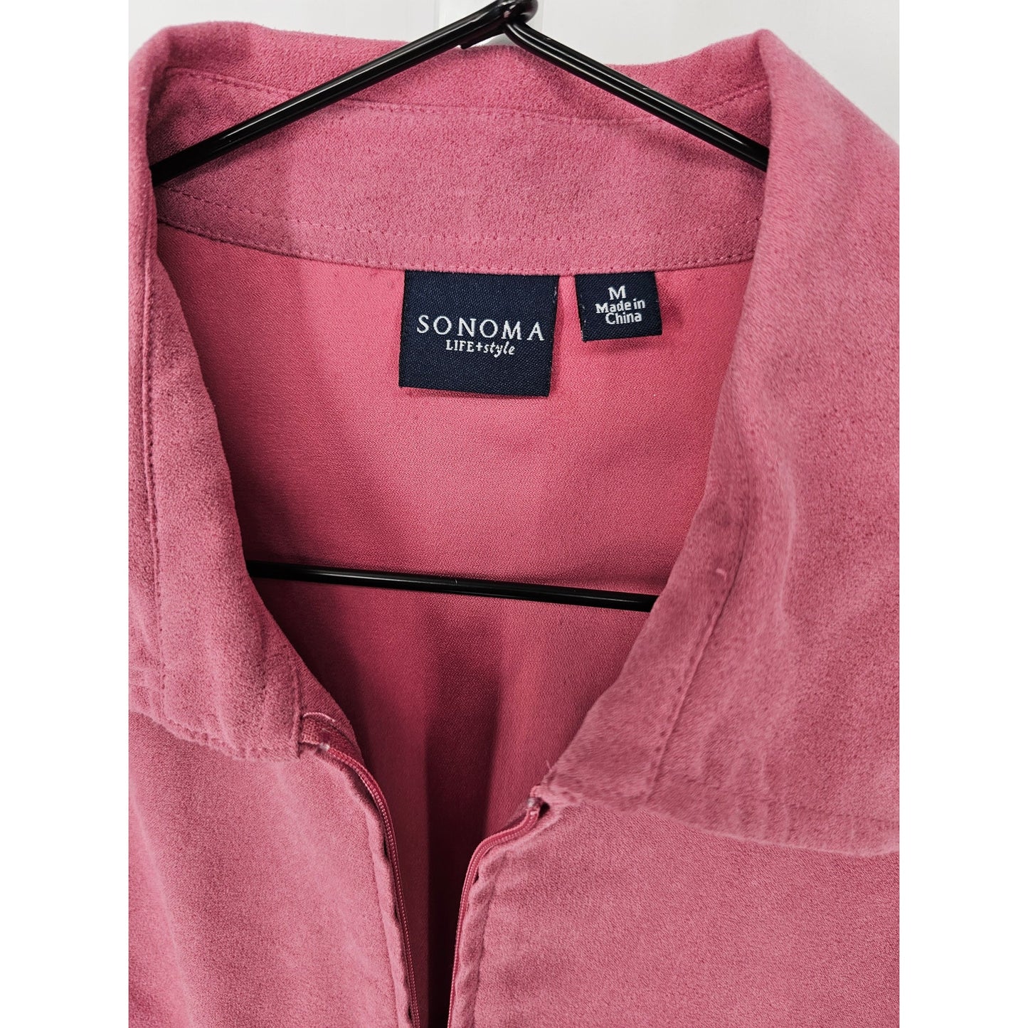 Sonoma womens Sz M Full Zip Faux Suede Lightweight Jacket Light Pink